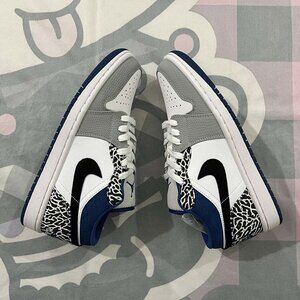 Jordan Black And White Pattern Gray And Blue Sneakers